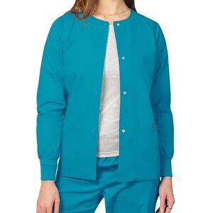 NWT Adar Teal Universal Unisex Snap Front Warm-Up Scrub Scrub Jacket M/M